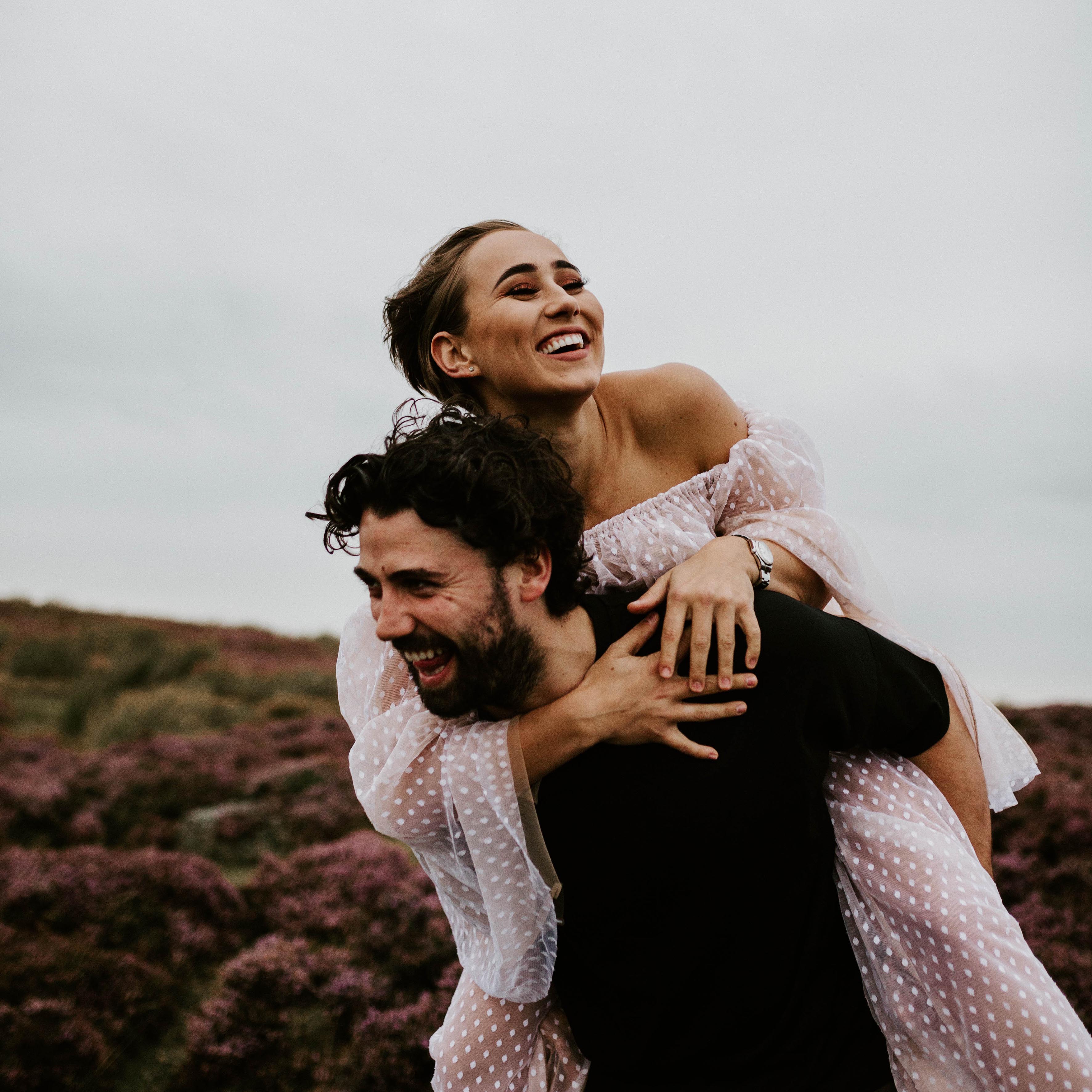 couple on engagement shoot in peak district