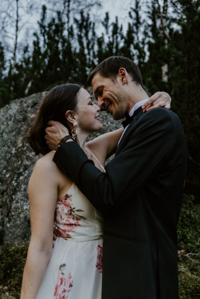 Couple smiling at each other on their elopement in Austria